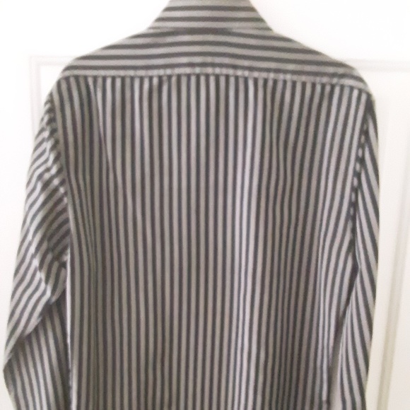 Vintage Cote De France Silk  Shirt Black Stripes Long Sleeve  M - Picture 6 of 15
